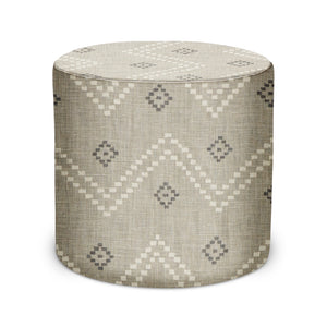 Indoor Pouf in Peter Dunham Textiles Taj in Ash/Natural