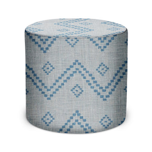 Indoor Pouf in Peter Dunham Textiles Taj in Mist/Indigo
