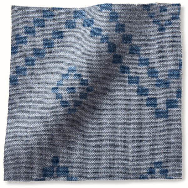 Peter Dunham Taj pillow cover with indigo geometric and floral pattern on light base