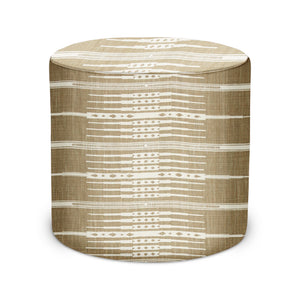 Indoor Pouf in Peter Dunham Textiles Tangiers in Stone on White
