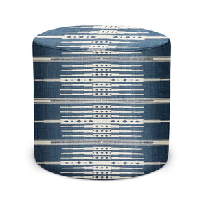 Indoor Pouf in Peter Dunham Textiles Tangiers in Indigo on Natural