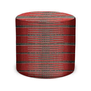 Indoor Pouf in Peter Dunham Textiles Tangiers in Red/Charcoal