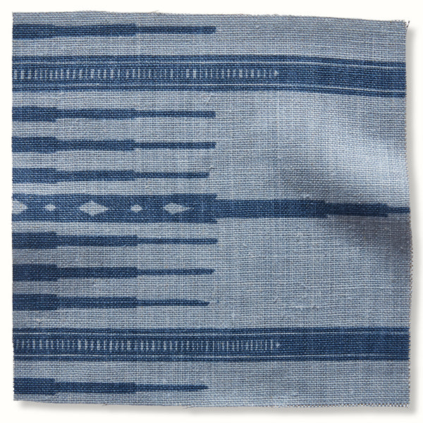 Blue and mist pillow cover with layered horizontal stripe pattern and woven texture