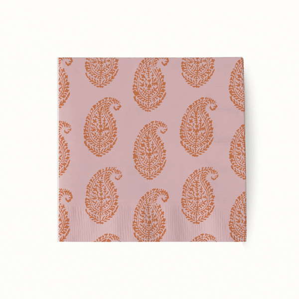 Peter Dunham + Hudson Grace Orange Bukhara and Kashmir, Cocktail Napkins Set of 50