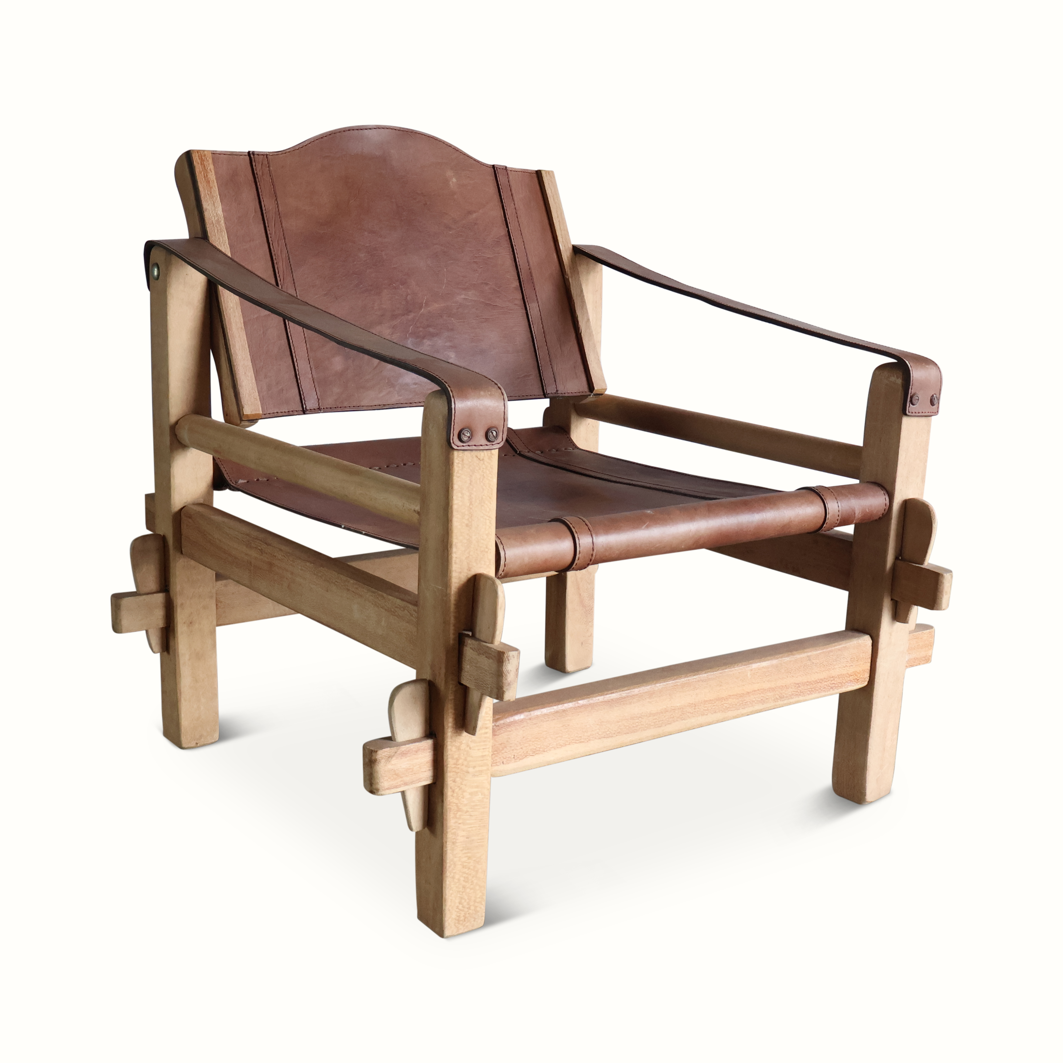 Wood and Leather Safari Chair