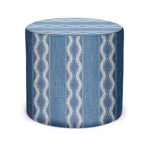 Indoor Pouf in Peter Dunham Textiles Zanzibar in Indigo