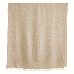 Zig Zag Indian Bedcover in All White