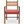 Wood armchair with rush back and red patterned upholstered seat cushion