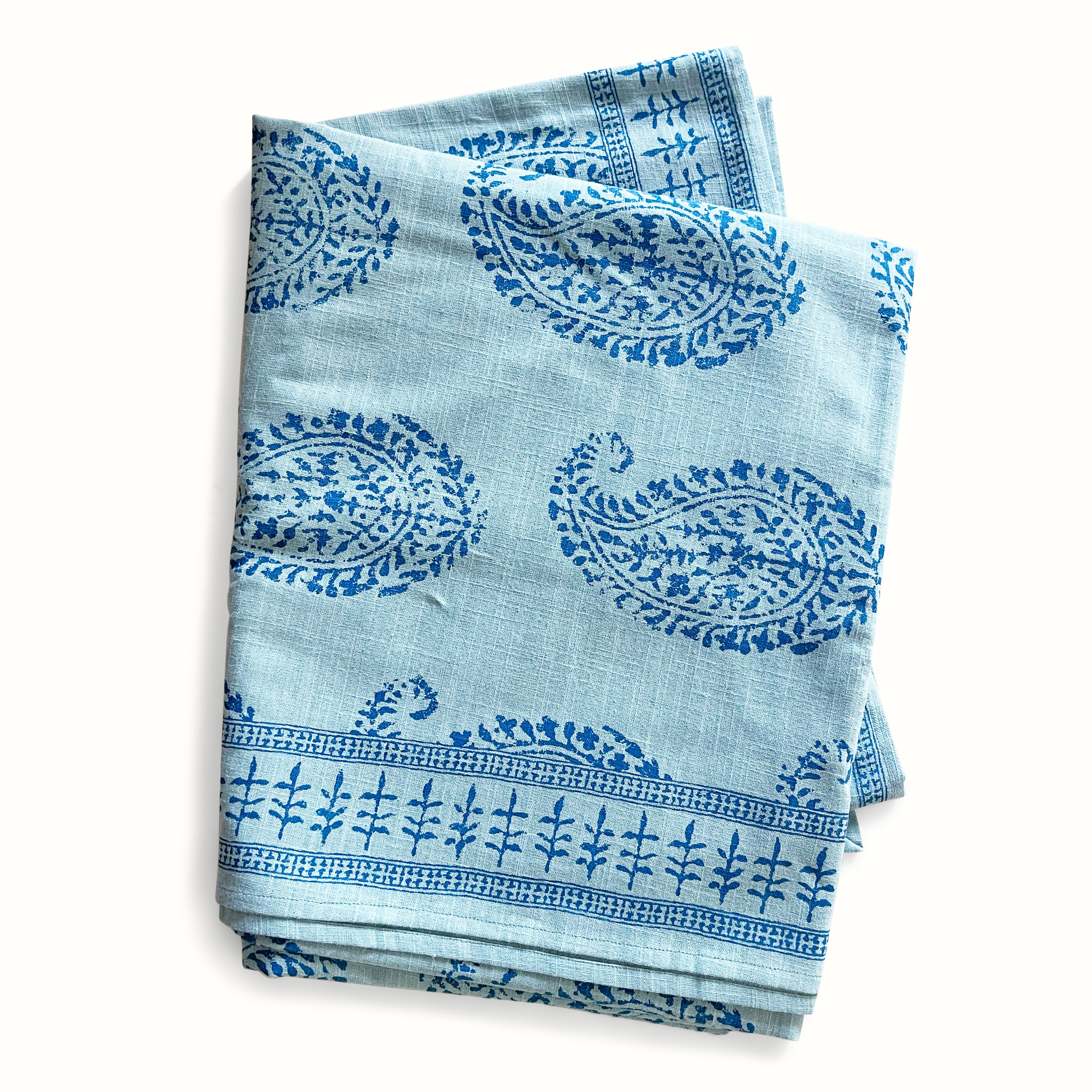 Peter Dunham + Hudson Grace Blue Kashmir Paisley Printed Tablecloth