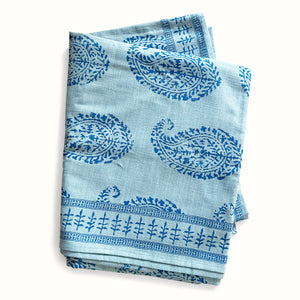 Peter Dunham + Hudson Grace Blue Kashmir Paisley Printed Tablecloth