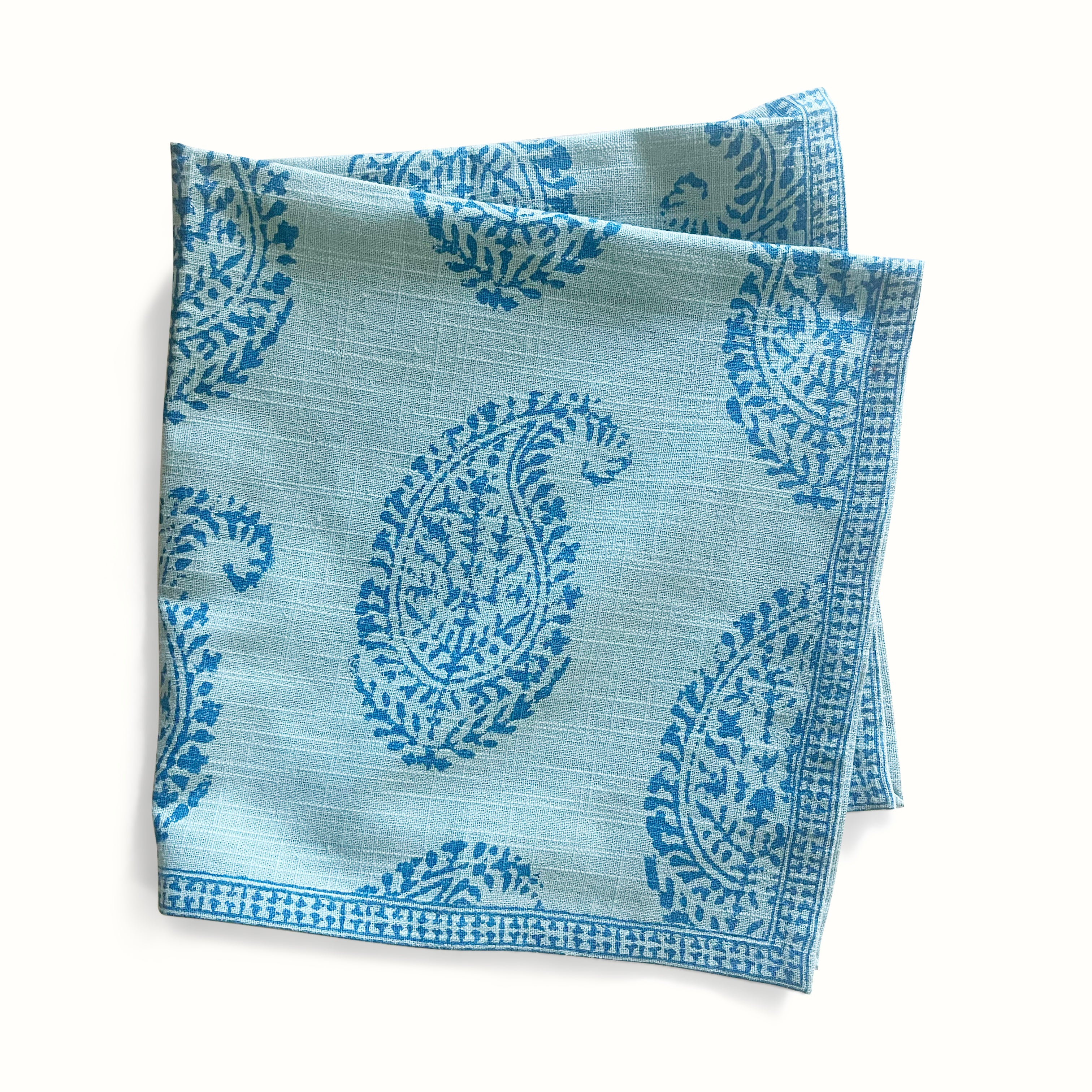 Peter Dunham + Hudson Grace Blue Kashmir Paisley Printed Napkin