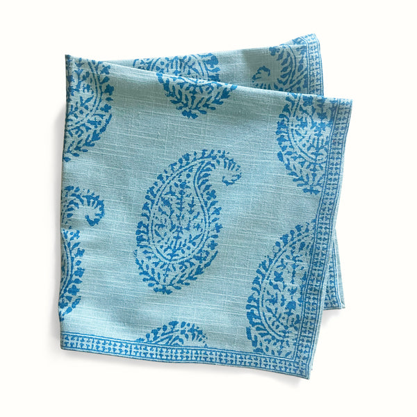 Peter Dunham + Hudson Grace Blue Kashmir Paisley Printed Napkin