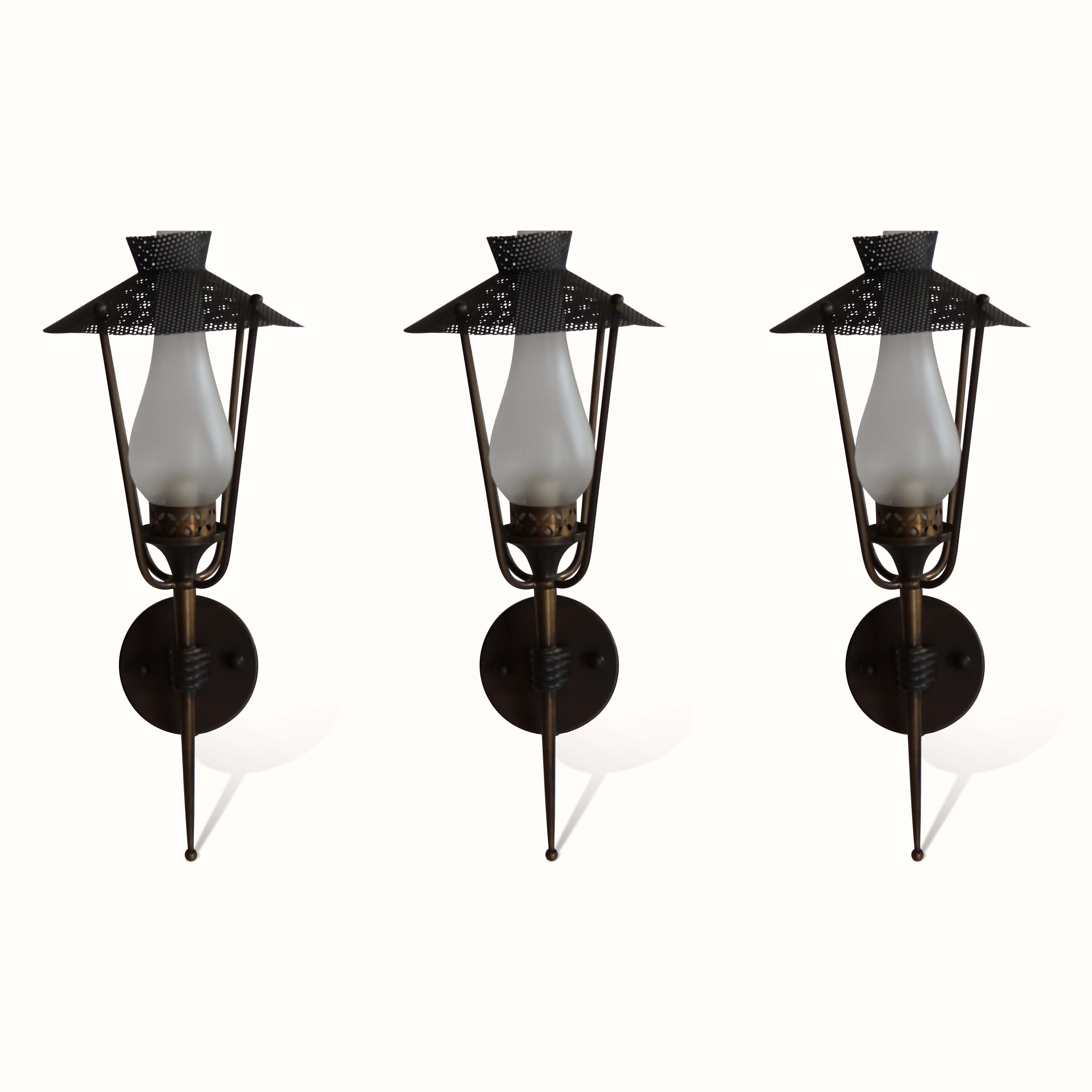 Brass Sconces by Maison Lunel, Sold Individually.