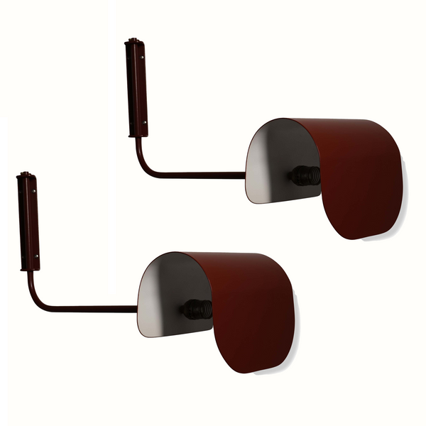 Vintage Pair of Red Articulating Wall Sconces, France, 1970s