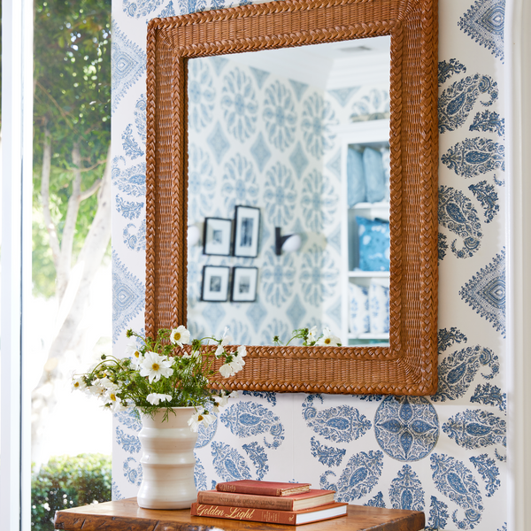 Rectangular Wicker Mirror