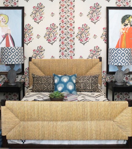 Our beautiful Perriand Natural Rush Bed is handmade in Los Angeles with a handwoven natural rush headboard and foot board and a solid wood frame. This bed, designed by Hollywood at Home founder Peter Dunham in homage to Perriand, is a wonderful way to bring texture into a bedroom.