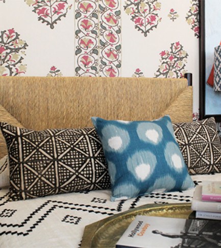 Our beautiful Perriand Natural Rush Bed is handmade in Los Angeles with a handwoven natural rush headboard and foot board and a solid wood frame. This bed, designed by Hollywood at Home founder Peter Dunham in homage to Perriand, is a wonderful way to bring texture into a bedroom.