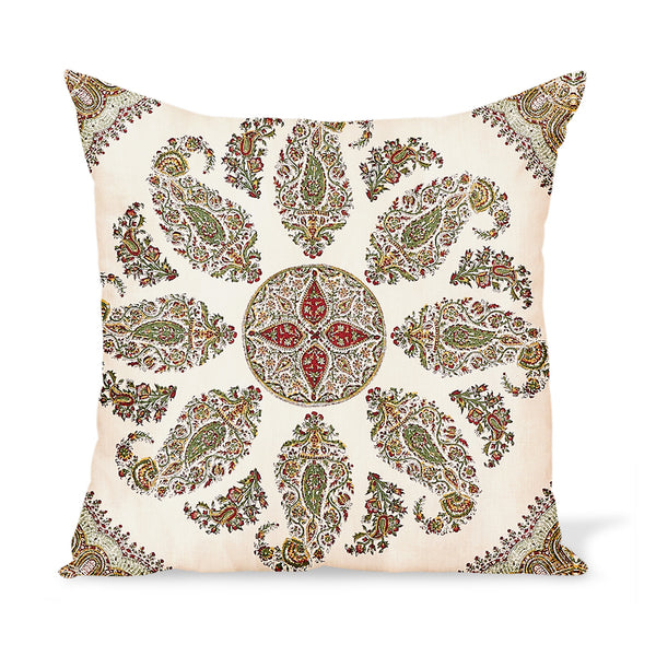 Best-sellilng fabric from Hollywood at Home founder Peter Dunham's eponymous textile collection. big, bold Indian Paisleys create a casual, sophisticated design. Decorative pillows or cushions available in indoor and outdoor qualities in a variety of sizes.