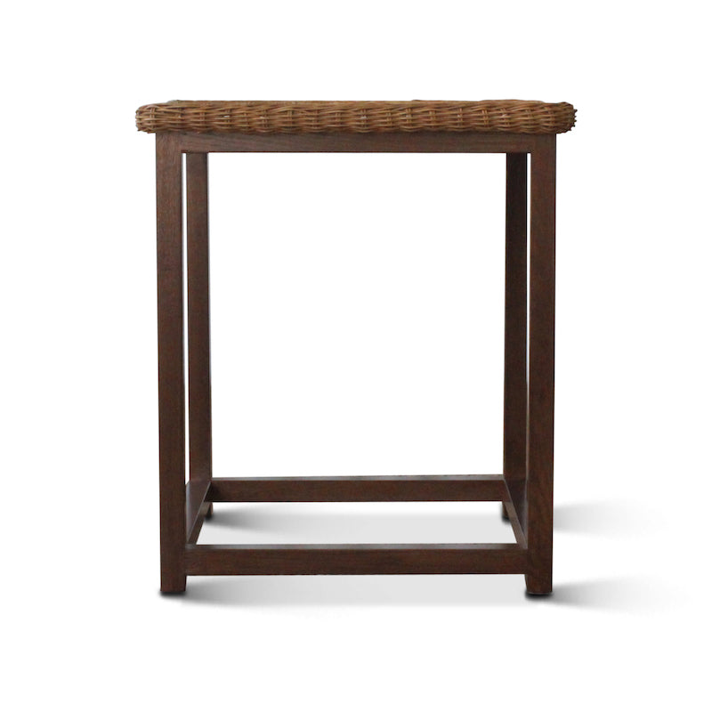 Wicker Portofino Side Table in Dark Walnut