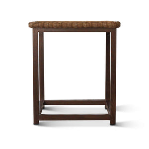 Wicker Portofino Side Table in Dark Walnut