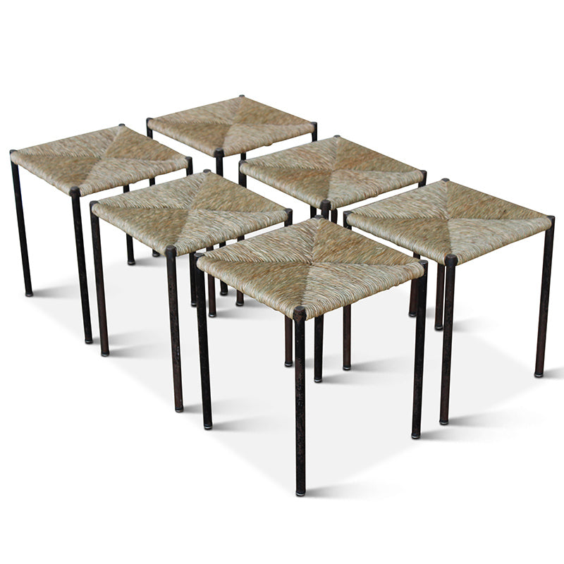 Vintage Rush and Metal Stools