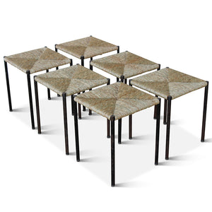 Vintage Rush and Metal Stools