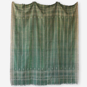 Hollywood at Home founder Peter Dunham worked with Indian hand weavers to create our 100% wool embroidered bedcover. The green blanket's generous scale is perfect for easily dressing a queen or king bed. They also work beautifully as curtains, Roman shades, and even upholstery