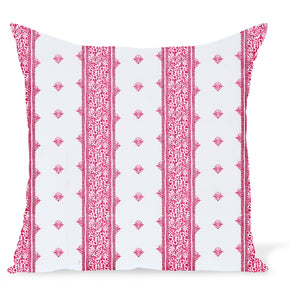 Peter Dunham Textiles Outdoor Fez in Raspberry on White Pillow
