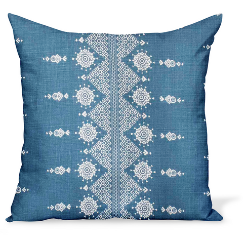 Peter Dunham Textiles Fabric Pillows Cushion Indian linen print, Carmania in Indigo